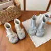 Botas de Moda para Niñas Estilo Martin Otoño Invierno Nuevas Botines Cortos para Niños Lazo de Pedrería Brillante Estilo Princesa Bebé Botas de Algodón