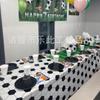 Mantel de plástico desechable para fiesta temática de la Copa del Mundo, en blanco y negro, para fiestas de cumpleaños y celebraciones.