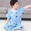 Pijama Infantil Verão Meninos Algodão Seda Fino Meninas Bebês Manga Curta Algodão Artificial Conjunto Algodão Seda Ar Condicionado Roupas de Casa