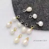 Perlas de Agua Dulce Naturales Chapadas en Oro de 18 Quilates, Cuentas Blancas en Forma de Botón, Colgantes para Manualidades Hechas a Mano con Cuentas en Forma de Gota Pequeña