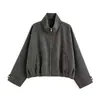 Chaqueta de aviador a cuadros de moda versátil estilo europeo y americano, nuevo top casual holgado adelgazante plisado de otoño