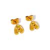 Moda Europea y Americana Sencillos y Elegantes Pendientes de Acero de Titanio Acero Inoxidable Chapado en Oro de 18K Pendientes Mini de Letras de Burbuja para Mujer