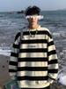 Suéter estampado de otoño e invierno para hombre 2022 primavera y otoño suéter delgado a rayas top holgado chic estilo Hong Kong moderno