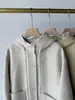 Casaco de Lã Cashmere Tencel! Fofo e Macio! Casaco Longo de Lã Dupla Face com Capuz Estilo Academia Francesa