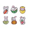 Parche Bordado de Conejo de Dibujos Animados Creativo Frutas Conejito Zanahoria Calabaza Elementos Parche de Decoración para Ropa Equipaje
