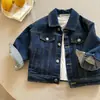 Chaquetas Infantiles de Moda para Niños y Niñas de Primavera y Otoño, Chaquetas de Mezclilla Retro Coreanas Elegantes y Modernas con Cuello de Solapa