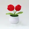 Planta artificial de tulipán pequeño tejida a crochet con hilo, hecha a mano, transfronteriza, para escritorio, coche u oficina, disponible en pequeñas cantidades