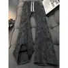 Pantalones de chándal con estrellas tie-dye americanos azul oscuro para hombre, pantalones de moda con vibra urbana, caída casual, deportivos, pierna recta