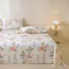 Modelo nuevo 2026 sábana de cama de algodón grueso pieza única 100% algodón puro funda de almohada de lino engrosada juego de tres piezas tapete de enfriamiento de verano