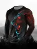 Suporta Dropshipping Multiplataforma, Vendas Diretas do Fabricante, Nova Camiseta Masculina de Manga Longa com Estampa Digital Estilo Europeu e Americano Transfronteiriça