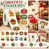 Um conjunto de adesivos de Natal com grafite de desenho animado de 500 peças transfronteiriço, etiquetas adesivas de 2,5 cm para decoração de presentes de desenho animado