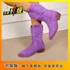 Botas Vaqueras de Cuero con Punta Puntiaguda y Tacón Grueso Estilo Retro Casual 2025 para Mujer, Nuevas Botas Martin de Moda Versátiles sin Cordones Talla Grande