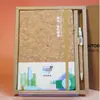Cuaderno A5 con Correa de Corcho, Algodón y Lino, Papel Ecológico, Cuaderno Empalmado de Paja de Trigo, Set de Regalo