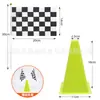 Conos marcadores de bandera en blanco y negro en stock para entrenamiento de carreras al aire libre, equipo deportivo con forma de cono de helado, obstáculos al por mayor
