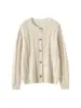 Cardigan de Cachemira con Punto Trenzado y Nuevo Color Otoño/Invierno 2026 para Mujer, Cuello Redondo, Retro, Corte Relajado, Top de Punto Holgado