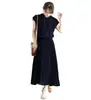 Vestido de Verano 2023 para Mujer, Estilo Japonés, Cómodo, Elegante, de Manga Corta, Cintura Alta, Adelgazante, de Gasa, sin Mangas