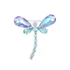 Broche Libélula de Cristal para Mulheres, Broche Colorido de Inseto, Pinos de Design Exclusivo, Acessório para Blazer, Fresco e Doce
