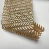 Tejido de Malla con Patrón de Espiga de Trigo con Estampado Completo Dorado, Tejido de Malla Elástica de Espiga para Decorar Vestidos de Escenario y Desfile de Moda
