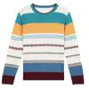 Suéter nuevo, prenda base estilo retro, top de punto transpirable con cuello redondo y rayas de arcoíris, cómodo para ventas transfronterizas, algodón puro estilo francés
