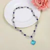 Colar Geométrico Azul Fresco e Elegante para Mulheres, Toque de Luxo Leve e Sofisticado, Corrente para Clavícula de Vestido de Noite, Corrente de Pescoço Doce e Estilosa