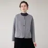 Abrigo de lana de doble cara para mujer, corto, cuello redondo, simple, versátil, prenda superior de lana, moda otoño e invierno, estilo coreano, talla pequeña, abrigo de lana