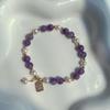 Ins pulsera de amatista soñadora estilo coreano círculo sencillo moda para mujer perla de agua dulce cobre colgante pulsera joyería