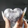 Piedra Bruta de Cristal Natural Forma de Corazón Juguete Pieza Portátil en Forma de Corazón Manualidad de Cristal Decoración del Hogar Adorno de Piedra