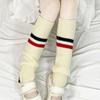 Meias Folgadas Listradas Estilo Novo para Pisar com os Pés Meias Japonesas Jk de Meia Panturrilha Polainas de Yoga Meias Quentes de Lã Tricotadas para Outono e Inverno para Mulheres