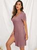 2026 Vestido de Casa de Manga Corta con Cuello en V Vestido Pijama Holgado para Mujer Vestido para Mujer de Comercio Exterior Europeo y Americano Palabras Clave de Tendencia