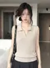 Chaleco de Punto con Cuello en V Estilo Old Money para Mujer 2026 Nuevo Verano Fresco Transpirable Adelgazante Rejuvenecedor Top Rojo sin Mangas