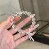 Pulsera de Cristal con Perlas Aquamarina Blanca Estilo Antiguo Fresca y de Moda Doble Capa Apilada Pulsera Ideal para Estudiantes y Mejores Amigas 2025