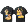 Verão 2026 Novo Neymar Americano High Street Camiseta Algodão Puro Peso Pesado Floco de Neve Casual Tendência Masculina Manga Curta
