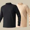280g Terciopelo AlemánOtoño/Invierno Doble Cara Cepillado Terciopelo Cuello Alto Manga Larga para Hombre Caliente Capa Base Ropa de Otoño Camiseta Interior
