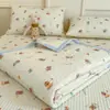 Cubrecama de Gasa de Doble Capa 100% Algodón Clase A, Adecuado para Todas las Estaciones, Colchón Tatami Acolchado de Algodón Puro, Sábana Manta Espesa