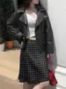 Moderna Falda de Acetato Sedoso con Lunares para Mujer, Nueva Falda Midi de Cintura Alta Ajustada que Cubre la Cadera en Línea A para Primavera/Verano