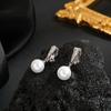 Aretes Casuales Nicho Elegantes de Alta Gama Aguja de Plata S925 Zircón para Mujer Exquisitos Aretes de Perlas Clips para Orejas Sin Perforar