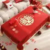 Mantel de boda rojo, lavable, a prueba de aceite, impermeable, mantel de comedor, nueva cubierta festiva para mesa de té 2024, cubierta de compromiso
