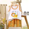 Traje de Chaleco para Niños Verano Algodón Puro Nuevo Ropa de Shorts para Niñas Traje sin Mangas para Bebé Estilo Coreano Ropa para Niños