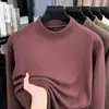 Sudadera de felpa gruesa de 520 g para hombre, nuevo estilo de invierno 2025, cuello semi-alto casual, capa base cálida