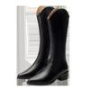 Botas de Cavaleiro Estilo Europeu e Americano, Botas de Cowboy Ocidental 2024 Acima do Joelho Femininas com Zíper Lateral, Salto Grosso, Bico Fino, Casuais e Versáteis