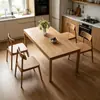 Mesa y sillas de comedor sólidas estilo madera natural, rectangulares, uso doméstico simple, escritorio largo de madera de fresno, apto para casa de huéspedes y juego de mesa de comedor para restaurante