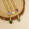 Collares Transfronterizos Europeos y Americanos con Doce Piedras de Nacimiento para Mujer, 12 Colores, Colgantes de Pedrería, Joyería de Acero Inoxidable 316, Cadena para el Cuello de Mujer