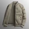 Jaqueta Leve de Penas e Algodão Masculina Marca Tendência Retro Americana Inverno High-End Casual Jaqueta Masculina com Gola Baseball Outerwear