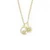 Collar de Sol y Luna Inspirado en el Diseño para Mujer, Cadena Corta para Clavícula, Estilo Simple y Fresco, Versión Coreana Única, Cadena de Cuello de Moda de Celebridad de Internet