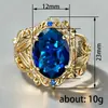 Cao Shi Venta Caliente Transfronteriza: Anillo Retro Europeo y Americano con Zirconia Cúbica Azul Zafiro Incrustada para Mujer, Anillo de Mujer Elegante, Sencillo y Único