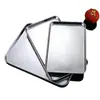 Bandeja rectangular de acero inoxidable engrosada para servir en casa, adecuada para servir rollos de fideos de arroz, bandeja para hornear, bandeja multifuncional para puestos, bandeja para pasteles y frutas