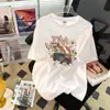 Camiseta de Manga Corta Estampada de Seda de Leche Estilo Nuevo Primavera y Verano para Mujer, Top de Nicho Suelto y Versátil Popular en Internet para Mujer