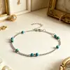 Tobillera Bohemio Turquesa Estilo Europeo y Americano, Cadena de Tobillo de Cuenta Redonda Estilo Calle Moda Personalizada, Joyería para el Pie Estilo Vacaciones en la Playa