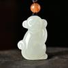 Colgante del zodiaco de jade blanco afgano para hombre y mujer, colgante Yu Pei Benmingnian, cadena de lana, vendido como regalo, jade