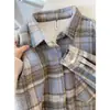 Chaqueta Camisa Cuadros Bloques de Color Retro Americano Cepillado Otoño e Invierno Nuevo Estilo Perezoso Casual Holgada Versátil Camisa